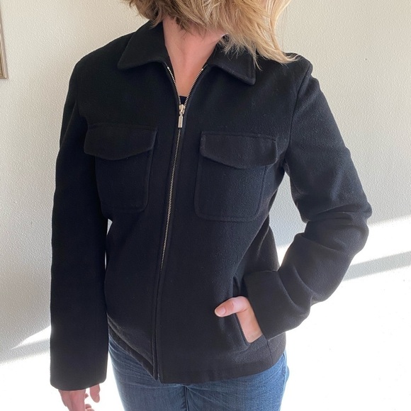 J. Crew black wool blend zip jacket - Picture 1 of 7